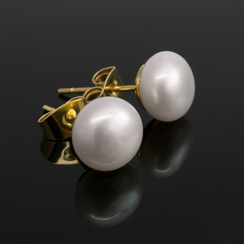 Aretes Perlas Cultivadas Mujer 9 mm Chapado En Oro