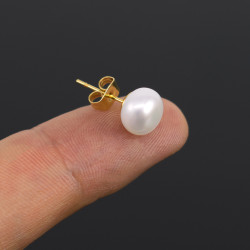 Aretes Perlas Cultivadas Mujer 9 mm Chapado En Oro