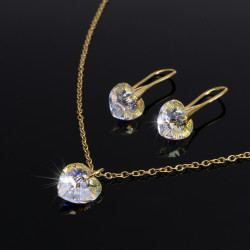 Collar Aretes con Corazon Swarovski® Aurora Boreal - Bisuel