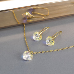 Collar Aretes con Corazon Swarovski® Aurora Boreal - Bisuel