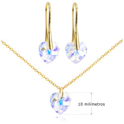 Collar Aretes con Corazon Swarovski® Aurora Boreal - Bisuel