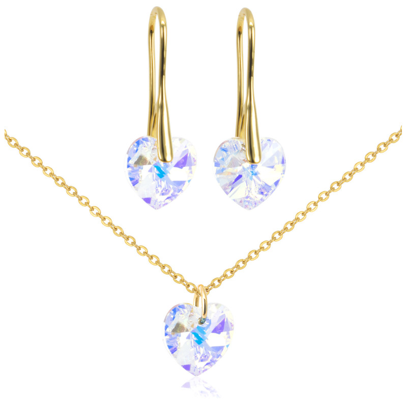 Collar Aretes con Corazon Swarovski® Aurora Boreal - Bisuel