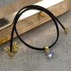 Collar Choker Corazon Swarovski Vitral Oro Gf - Bisuel