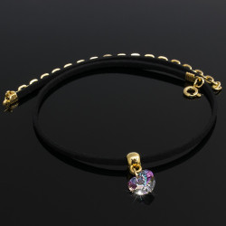 Collar Choker Corazon Swarovski Vitral Oro Gf - Bisuel