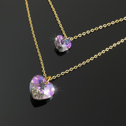 Collar Doble Corazon Swarovski Vitral Ligth - Bisuel