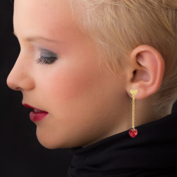 Juego Collar Swarovski Rojo Pluma - Bisuel