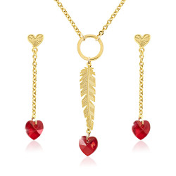 Juego Collar Swarovski Rojo Pluma - Bisuel