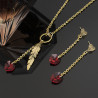 Juego Collar Swarovski Rojo Pluma - Bisuel