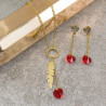 Juego Collar Swarovski Rojo Pluma - Bisuel