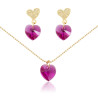 Juego Collar y Aretes Corazon Swarovski Rosado - Bisuel