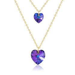 Collar Doble Corazon Swarovski Violeta - Bisuel
