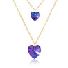 Collar Doble Corazon Swarovski Violeta - Bisuel