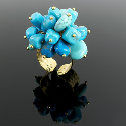 Anillo Turquesa Chapado en Oro - Bisuel