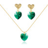 Collar Aretes Cristal Corazon Swarovski Esmeralda - Bisuel