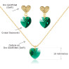 Collar Aretes Cristal Corazon Swarovski Esmeralda - Bisuel