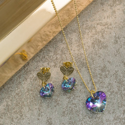 Collar Aretes Cristal Swarovski Vitral Ligth - Bisuel