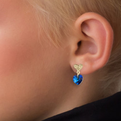 Juego Collar y Aretes Corazon Swarovski Azul - Bisuel