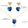 Juego Collar y Aretes Corazon Swarovski Azul - Bisuel