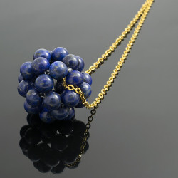 Collar Lapizlazuli Pentabola cadena Acero - Bisuel