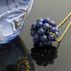 Collar Lapizlazuli Pentabola cadena Acero - Bisuel