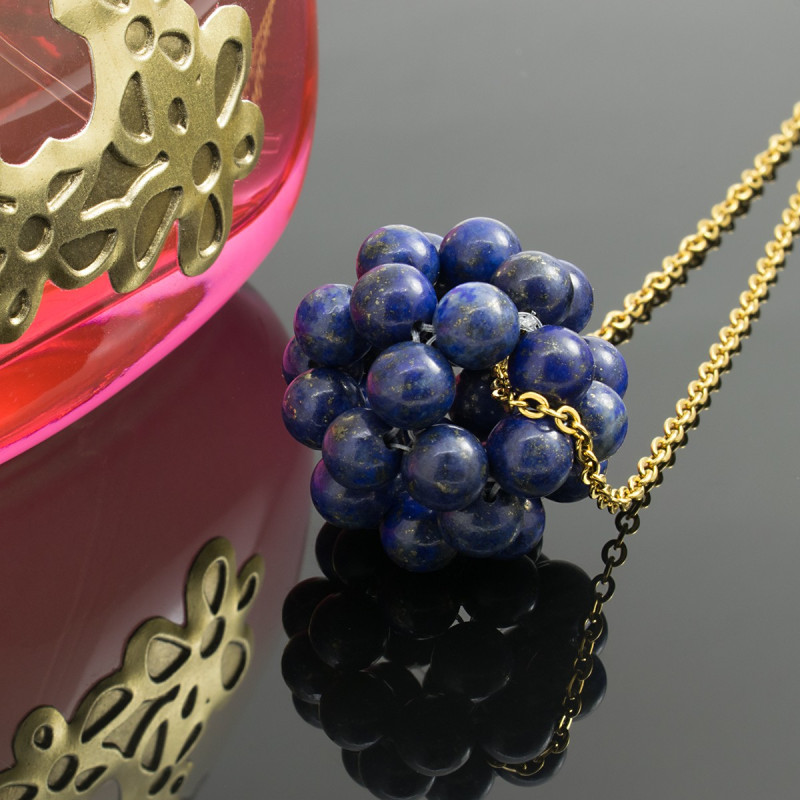 Collar Lapizlazuli Pentabola cadena Acero - Bisuel