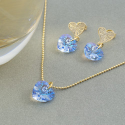 Collar Corazon Cristal Swarovski Azul Sapphire - Bisuel