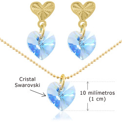 Collar Corazon Cristal Swarovski Azul Sapphire - Bisuel