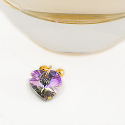 Collar Corazon Swarovski Vitral Oro Gf Invisible Nylon