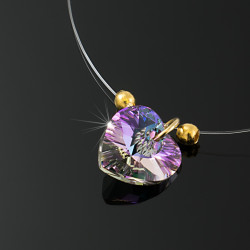 Collar Corazon Swarovski Vitral Oro Gf Invisible Nylon