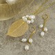 Juego Collar Perlas Cultivadas Hoja Baño Oro