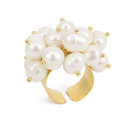 Anillo Perlas Cultivadas Chapado en Oro - Bisuel