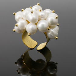 Anillo Perlas Cultivadas Chapado en Oro - Bisuel