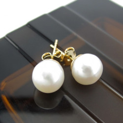 Aretes Perlas Cultivadas Chapado En Oro - Bisuel
