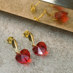 Aretes Mujer Corazon Cristal Swarovski Oro Goldfilled Joyas - Bisuel
