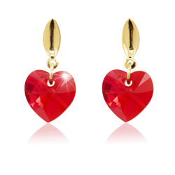 Aretes Mujer Corazon Cristal Swarovski Oro Goldfilled Joyas - Bisuel