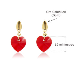 Aretes Mujer Corazon Cristal Swarovski Oro Goldfilled Joyas - Bisuel