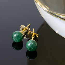 Aretes Topitos Piedra Natural Semipreciosas Cuarzo Chapa Oro - Bisuel